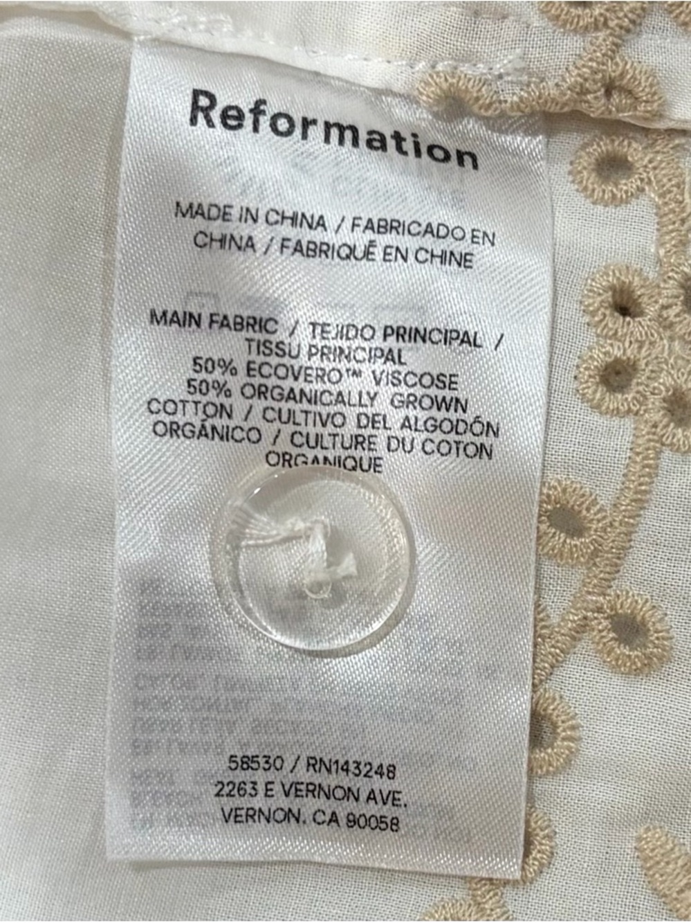 Reformation Broderie Anglaise Cream Eyelet Square-Neck Crop Top Size Small - Picture 7 of 9